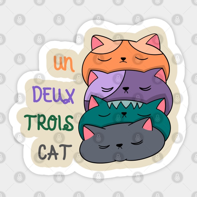 Un Deux Trois Cat Sticker by Creatifly Graphic Tees